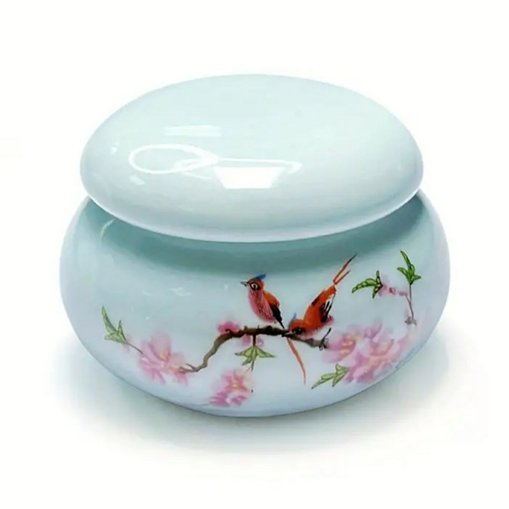 Cardinals ceramic container, tiny, multipurpose, BLUE